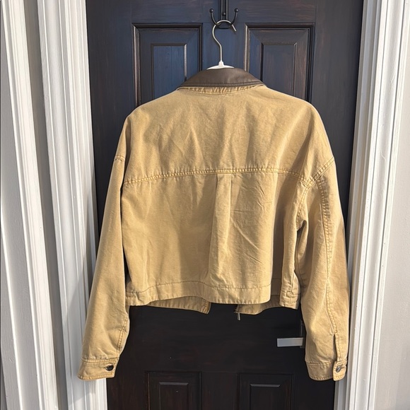 Barn Jacket Tan Jacket with Brown Collar - Picture 6 of 9